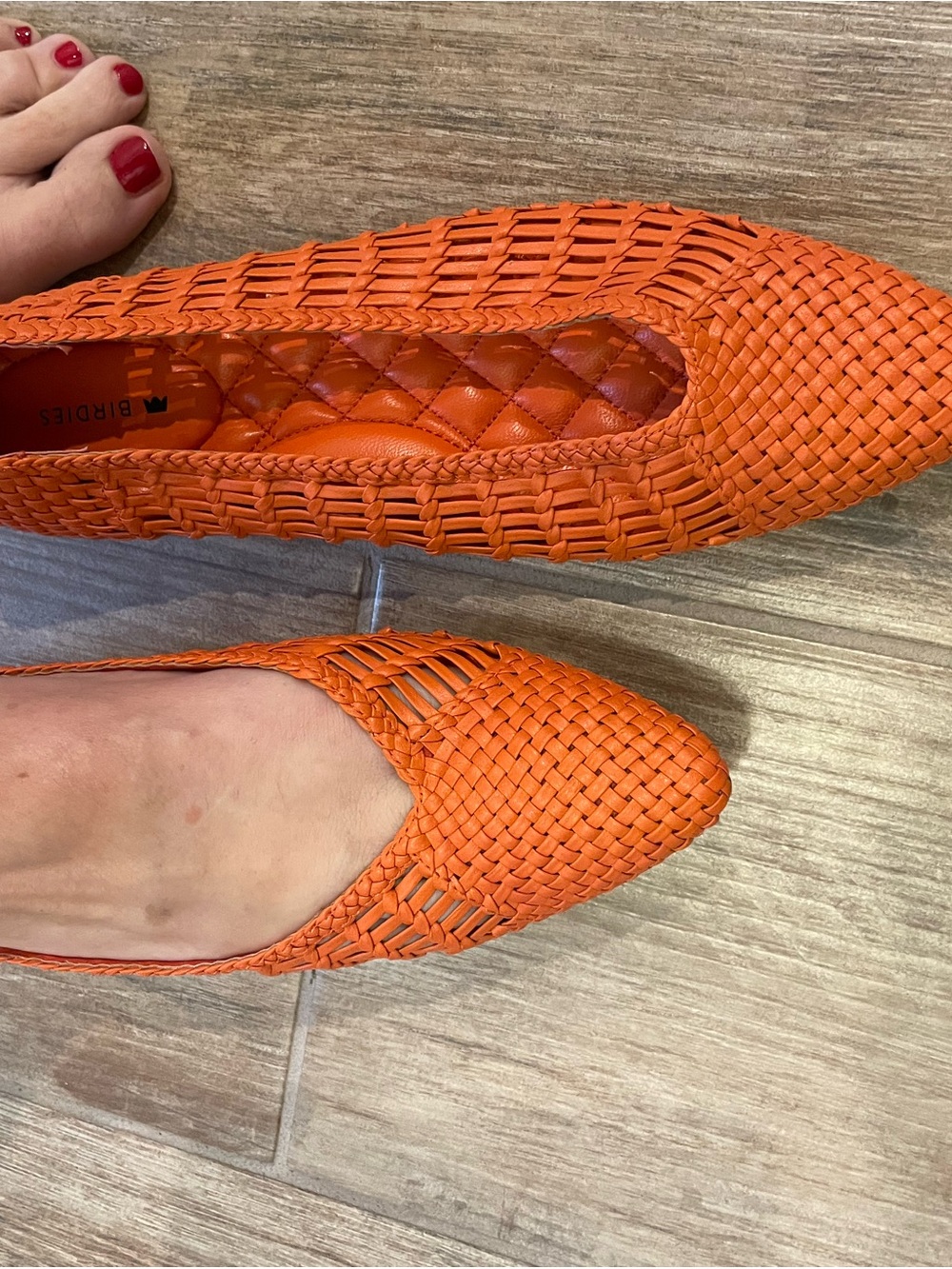 Birdies Orange Woven Pointed Toe Flats